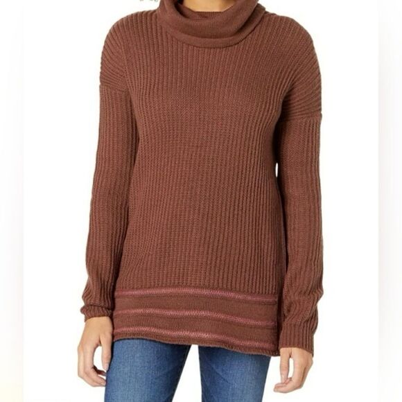 prAna Funen Loop Sweater funnel cowl neck pullover Tunic Brown, size S - Picture 1 of 13